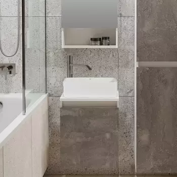 Тумба с раковиной Runo Бари 40 железный камень, раковина Duo 40