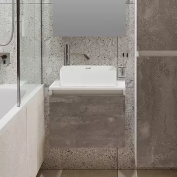 Тумба с раковиной Runo Бари 50 железный камень, раковина Duo 40