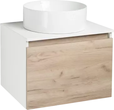 Тумба с раковиной Runo Бари 60 крафтовый дуб, раковина Palla 40