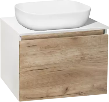 Тумба с раковиной Runo Бари 60 крафтовый дуб, раковина Cuatro 50
