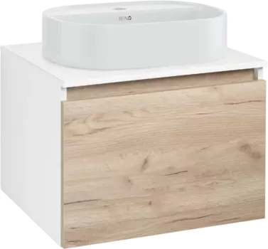 Тумба с раковиной Runo Бари 60 крафтовый дуб, раковина Nuovo 50