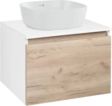 Тумба с раковиной Runo Бари 60 крафтовый дуб, раковина Bella 40