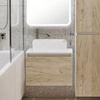 Тумба с раковиной Runo Бари 60 крафтовый дуб, раковина Tre 50