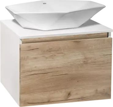 Тумба с раковиной Runo Бари 60 крафтовый дуб, раковина Poligono 65