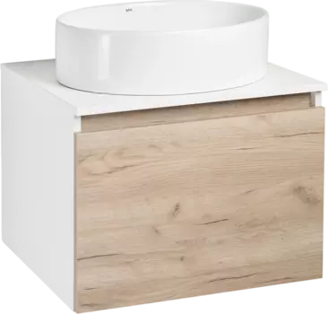 Тумба с раковиной Runo Бари 60 крафтовый дуб, раковина Ovale 50