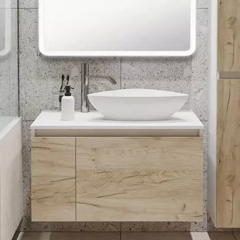 Тумба с раковиной Runo Бари 80 крафтовый дуб, раковина Terzo 60