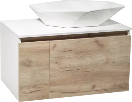 Тумба с раковиной Runo Бари 80 крафтовый дуб, раковина Poligono 65