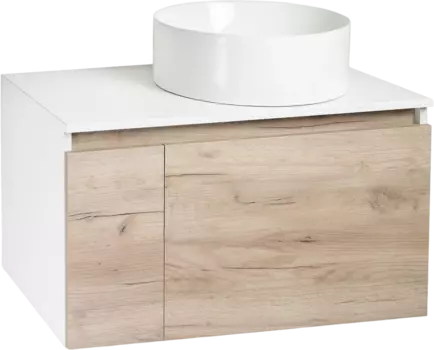 Тумба с раковиной Runo Бари 80 крафтовый дуб, раковина Palla 40