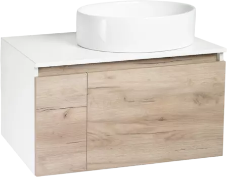 Тумба с раковиной Runo Бари 80 крафтовый дуб, раковина Ovale 50