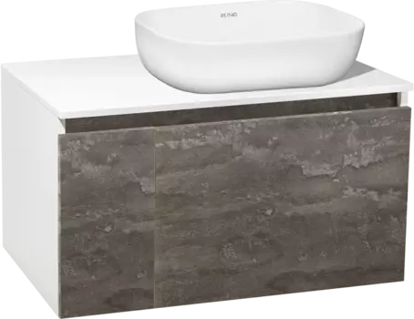 Тумба с раковиной Runo Бари 80 железный камень, раковина Cuatro 50