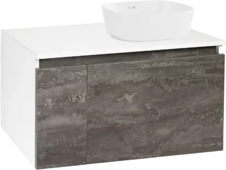 Тумба с раковиной Runo Бари 80 железный камень, раковина Bella 40