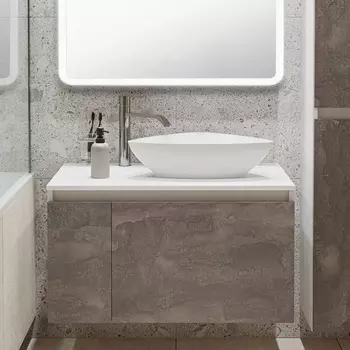 Тумба с раковиной Runo Бари 80 железный камень, раковина Terzo 60