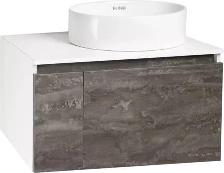 Тумба с раковиной Runo Бари 80 железный камень, раковина Ovale 50