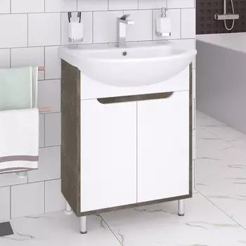 Тумба с раковиной Runo Эко 50 железный камень