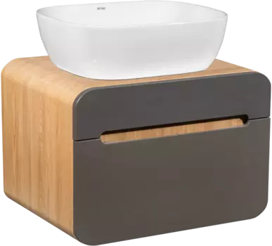 Тумба с раковиной Runo Ницца 60 дуб натуральный, графит, раковина Cuatro 50