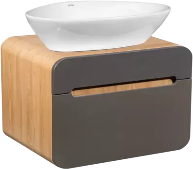 Тумба с раковиной Runo Ницца 60 дуб натуральный, графит, раковина Terzo 60