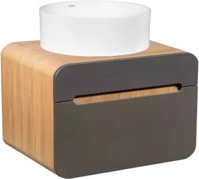 Тумба с раковиной Runo Ницца 60 дуб натуральный, графит, раковина Palla 40