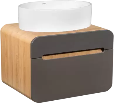 Тумба с раковиной Runo Ницца 60 дуб натуральный, графит, раковина Ovale 50