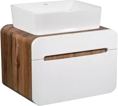 Тумба с раковиной Runo Ницца 60 темное дерево, белая, раковина Tre 50