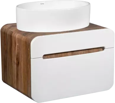 Тумба с раковиной Runo Ницца 60 темное дерево, белая, раковина Ovale 50