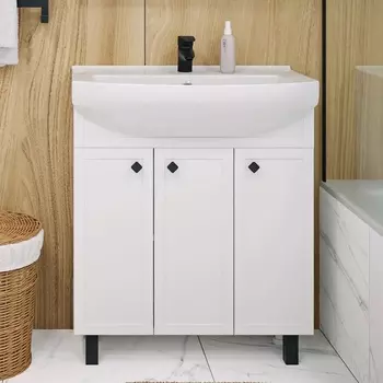 Тумба с раковиной Runo Римини 75 белая