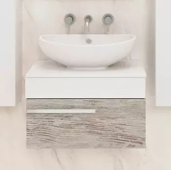 Тумба с раковиной Runo Вудлайн 65, скандинавский дуб, раковина Гамма 56