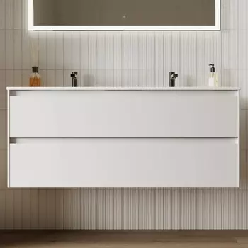 Тумба с раковиной Sancos Cento 120 см двойная, белый глянец