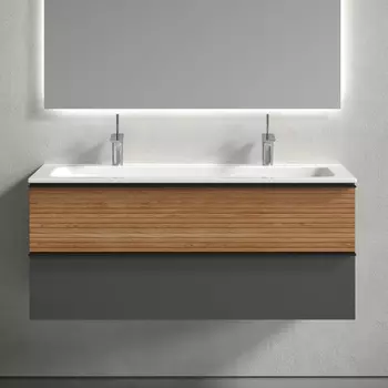 Тумба с раковиной Sancos Delta 120 дуб красный, графит, раковина CN7016