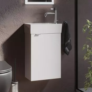 Тумба с раковиной Sancos Mini 35 R подвесная, белый глянец