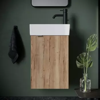 Тумба с раковиной Sancos Mini 35 R подвесная, дуб галифакс натуральный