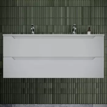 Тумба с раковиной Sancos Norma 2.0 двойная 120 см, белый глянец