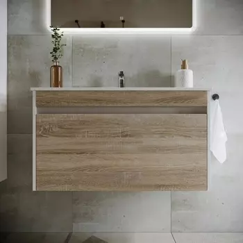 Тумба с раковиной Sancos Smart 90 см дуб бардолино