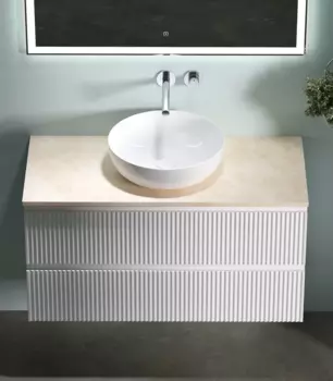 Тумба с раковиной Sancos Snob R 100 см, bianco, столешница бежевая, раковина CN5024