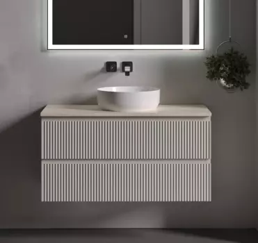 Тумба с раковиной Sancos Snob R 100 см, beige soft, столешница бежевая, раковина CN6022