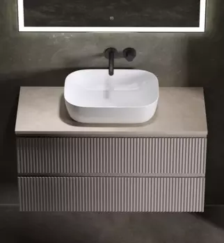 Тумба с раковиной Sancos Snob R 100 см, doha soft, столешница бежевая, раковина CN6008