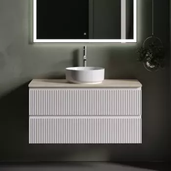 Тумба с раковиной Sancos Snob R 100 см, bianco, столешница бежевая, раковина CN5001