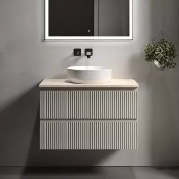 Тумба с раковиной Sancos Snob R 80 см, beige soft, столешница бежевая, раковина CN6022