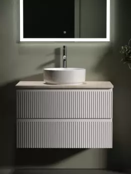 Тумба с раковиной Sancos Snob R 80 см, bianco, столешница бежевая, раковина CN5001