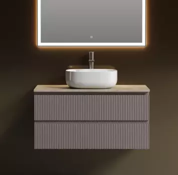 Тумба с раковиной Sancos Snob T 100 см, doha soft, столешница бежевая, раковина CN6018