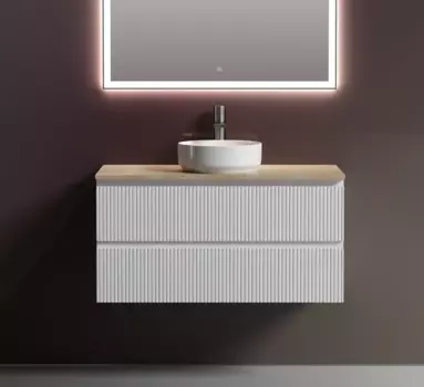 Тумба с раковиной Sancos Snob T 100 см, bianco, столешница бежевая, раковина CN6005