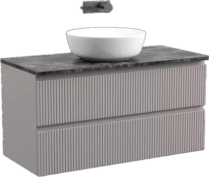 Тумба с раковиной Sancos Snob T 100 см, doha soft, столешница черный мрамор, раковина TT100A1