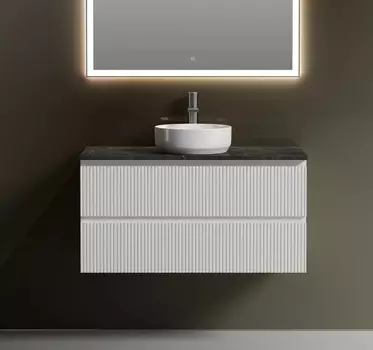 Тумба с раковиной Sancos Snob T 100 см, bianco, столешница черный мрамор, раковина CN6005