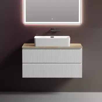 Тумба с раковиной Sancos Snob T 100 см, bianco, столешница бежевая, раковина CN5025