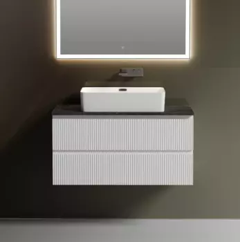 Тумба с раковиной Sancos Snob T 100 см, bianco, столешница черный мрамор, раковина CN5025