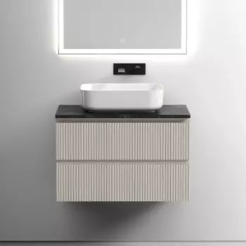 Тумба с раковиной Sancos Snob T 80 см, beige soft, столешница черный мрамор, раковина TT80A1