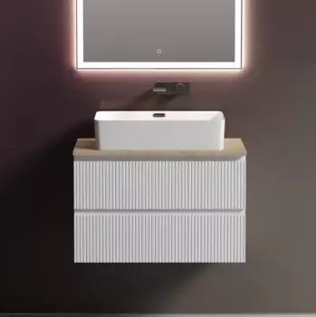 Тумба с раковиной Sancos Snob T 80 см, bianco, столешница бежевая, раковина CN5025