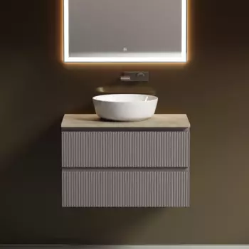 Тумба с раковиной Sancos Snob T 80 см, doha soft, столешница бежевая, раковина CN6013