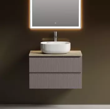 Тумба с раковиной Sancos Snob T 80 см, doha soft, столешница бежевая, раковина CN6018