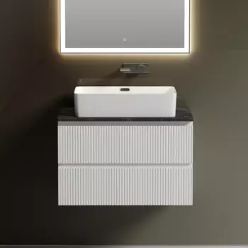 Тумба с раковиной Sancos Snob T 80 см, bianco, столешница черный мрамор, раковина CN5025