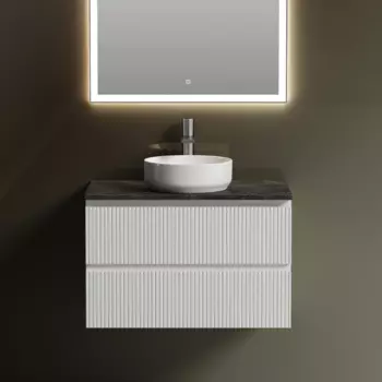 Тумба с раковиной Sancos Snob T 80 см, bianco, столешница черный мрамор, раковина CN6005